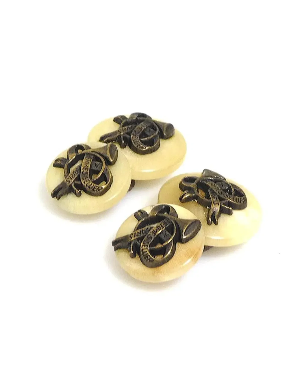 Auth Hermes Cufflinks Beige/Gold #293946H11B